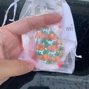 Faux leather pumpkin earrings 🎃